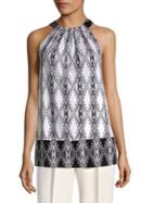 Jones New York Gathered Tie Neck Sleeveless Top