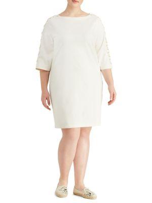Lauren Ralph Lauren Plus Lace-up Cotton Dress
