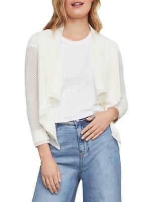 Bcbgmaxazria Asymmetrical Cotton Blend Pointelle Cardigan