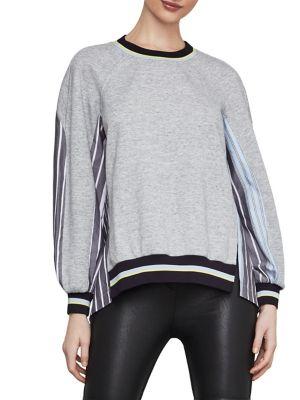 Bcbgmaxazria Striped Mixed-media Pullover