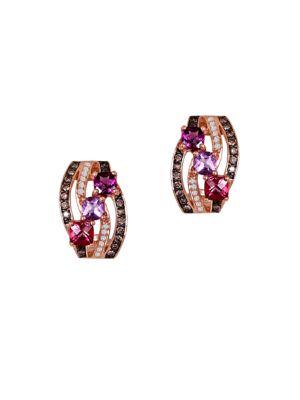 Levian 14k Rose Gold Multi Diamond Earrings