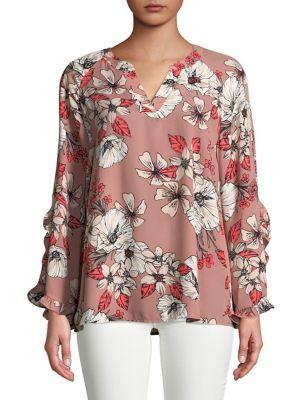 Ivanka Trump Floral Flared-sleeve Top