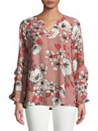 Ivanka Trump Floral Flared-sleeve Top