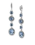 Givenchy Silvertone Pave And Blue Crystal Linear Drop Earrings