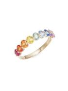 Lord & Taylor 14k Yellow Gold Diamond And Multi-colored Sapphire Ring
