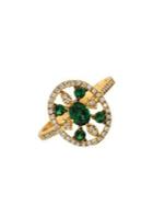 Marco Moore 14k Yellow Gold, Green Garnet & 0.19 Tcw Diamond Ring