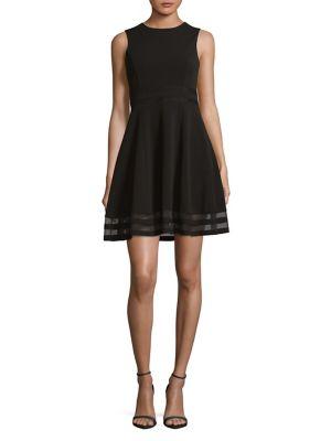 Calvin Klein Petite Mesh Stripe Fit-&-flare Dress