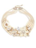 Miriam Haskell Crystal And Faux Pearl-embellished Statement Necklace