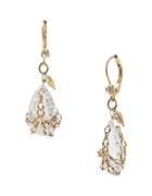 Betsey Johnson Gold And Crystal Drop Earrings