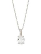 Lord & Taylor 14k White Gold Diamond And White Topaz Pendant Necklace