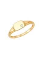 Lord & Taylor 14k Yellow Gold & Diamond Square Ring