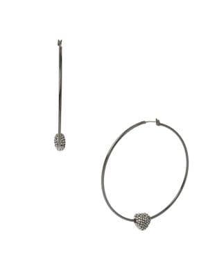 Betsey Johnson Crystal Heart Hoop Earrings