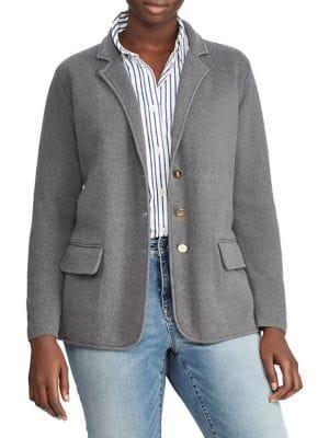 Lauren Ralph Lauren Plus Three-button Cotton Blazer