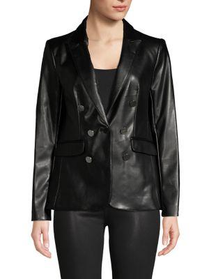 Calvin Klein Button-front Faux Leather Blazer