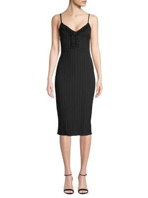 The Fifth Label Ribbed Ruffle Slip Dress