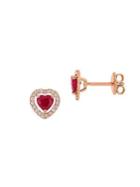 Sonatina Ruby, Diamond & 14k Rose Gold Diamond Heart Stud Earrings