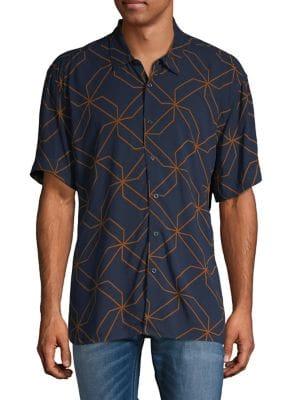 Perry Ellis Short-sleeve Button-front Ribbon Shirt