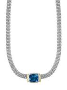 Effy 925 Sterling Silver, 18k Yellow Gold And Blue Topaz Necklace