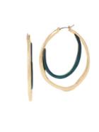 Robert Lee Morris Collection Patina And Goldtone Sculptural Double Hoops Earrings