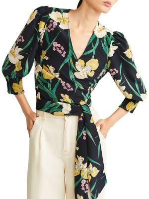 Mango Moody Floral Wrap Top