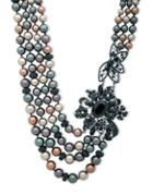 Anne Klein 8-14mm Simulated Faux Pearl And Crystal Statement Necklace
