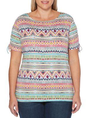 Rafaella Plus Chevron Short-sleeve Tee