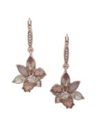 Ak Anne Klein Rose Goldtone And Crystal Floral Cluster Earrings