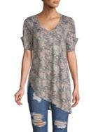 B Collection By Bobeau Margot Asymmetric-hem Printed Tee