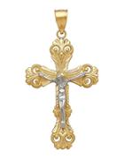 Lord & Taylor 14k Yellow And White Gold Crucifix Pendant