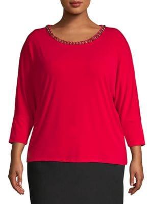 Calvin Klein Plus Chain Embellished Top