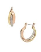 Kenneth Cole New York Trinity Rings Tri-tone Twisted Hoop Earrings