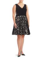 Xscape Plus Mesh-accented Fit-and-flare Dress