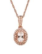 Lord & Taylor Morganite, Diamond And 14k Rose Gold Pendant Necklace