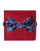 Susan G. Komen Knots For Hope Two-piece Striped Bow-tie And Pocket Square Set