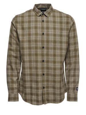 Only And Sons Cotton Flannel Checkered Button-down Shirt