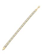 Lord & Taylor 14k Yellow Gold And Rhodium Cuban Chain Bracelet