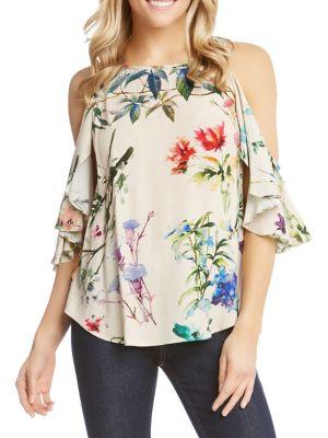 Karen Kane Printed Ruffle-sleeve Top