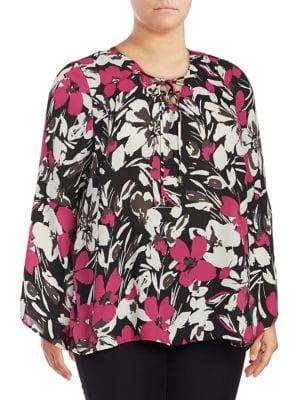 B Collection By Bobeau Plus Dawn Flare-sleeve Blouse