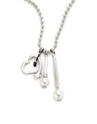 Uno De 50 Pearl And Heart Pendant Necklace