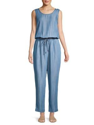 Joan Vass Drawstring Sleeveless Jumpsuit