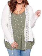 Addition Elle Love And Legend Embroidered Open-front Cardigan