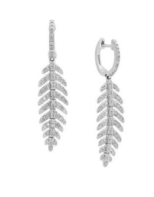 Effy Pave Classica 0.89 Tcw Diamond And 14k White Gold Drop Earrings