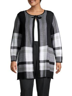 Nipon Boutique Plus Toggle Plaid Cardigan