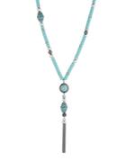 Lucky Brand Turquoise Tassel Y Necklace