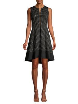 Donna Karan Textured Knit Zip-front Dress