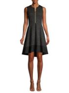 Donna Karan Textured Knit Zip-front Dress