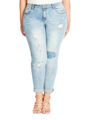 City Chic Sky Patch Distressed Jeans