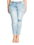 City Chic Sky Patch Distressed Jeans
