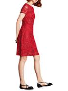 Brooks Brothers Red Fleece Embroidered Lace A-line Dress