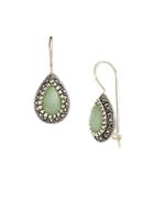 Lord & Taylor Sterling Silver And Marcasite Jade Drop Earrings